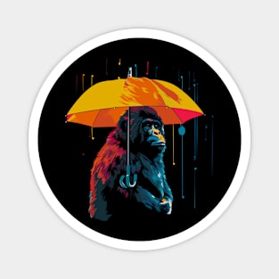 Gorilla Rainy Day With Umbrella Magnet